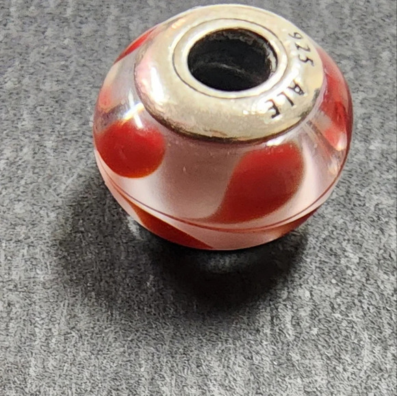 Authentic Pandora Sterling Silver SWIRLY SWIRL Auburn/White Murano Charm - Picture 6 of 6